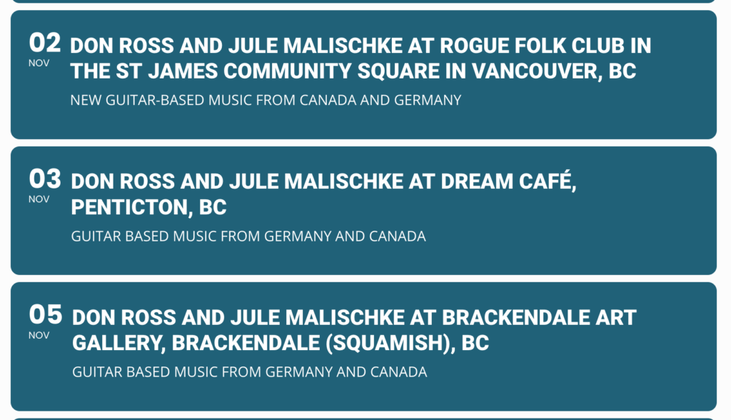 Guitar Concert Dates of Jule Malischke & Don Ross